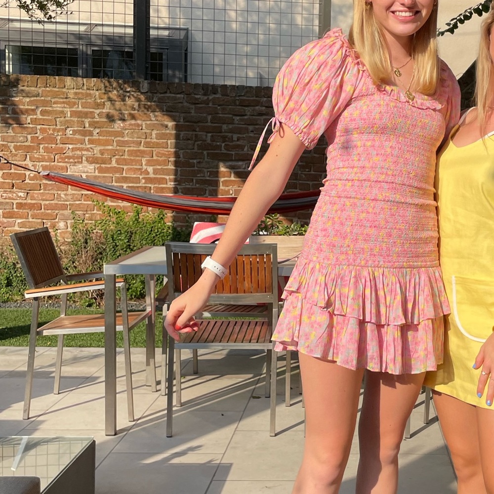 Loveshack fancy Violet mini dress in melon punch